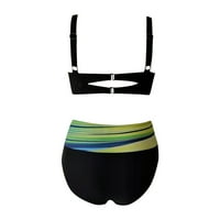 Ženski kupaći kostim s križnim gradijentnim printom Tankini Bandeau zavojni Bikini Set push-up kupaći kostim kupaći