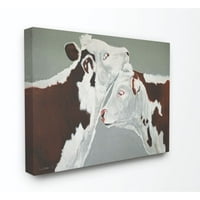 Stupell Home Decor Collection Krava Zelena i smeđa slikarska platna zidna umjetnost