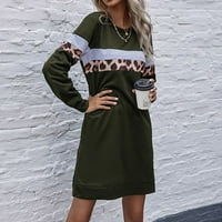 Ženska jesenska ulična haljina s leopard printom srednje dužine, široki pulover s okruglim vratom od 96 do 44866813