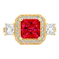 3.1CT princeza izrezana crvena simulirana rubin 14K žuti zlatni obljetnički zaručnički prsten Veličina prstena