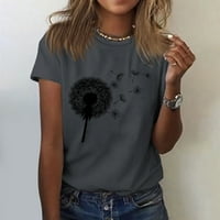 Ženski simpatični tiskani kratki rukavi okrugli vrat prednje rame vintage kratki rukavi ljeto labava košulja