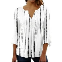 Hanas ženske plus tunike vrhovi ljetni kratki rukavi v vratne bluze protočne gumbe prema gore majice