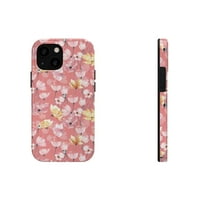 Ružičasta cvjetna futrola s tvrdim telefonom - Super -Cute & Impact otporni za iPhone uređaje