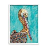 Stupell Industries prekrasni pelican ptica živopisni uzorci Dizajn slikanja bijela uokvirena umjetnička print
