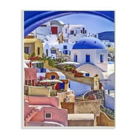Stupell Industries grčki gradski pejzaž plava ružičasta fotografija zidna ploča Davida Stern