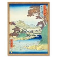 Planina Tatsuta i rijeka Tatsuta provincija Yamato Utagawa hiroshige japanska drvena blokade uokvirena zidna umjetnost