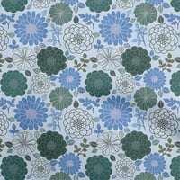 Oneoone svile tabby srednje plave tkanine cvjetni retro šivaći materijal za ispis tkanine prema dvorištu široko