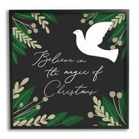 Stupell Industries Magic of Christmas Botanic Dove Graphic Art Black Framed Art Print Art Art, Dizajn Kyra Brown