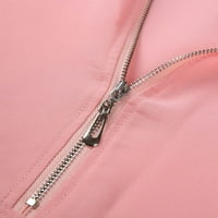 LastEsso Women Quarter Zipper ruched majice v vrat srednji rukavi tunike elegantne odjeće