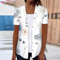 ženska modna ležerna majica s okruglim vratom s printom, lažne majice s dva kratka rukava, ženski vrhovi