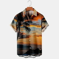 Muške košulje Muška modna etnička Majica kratkih rukava ležerna Havajska majica s printom bluza Siva Majica