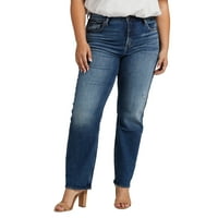 Silver Jeans Co. Plus veličine Frisco visoki porast traperica ravnih nogu veličine 12-24