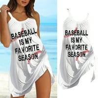 Ležerne ljetne haljine haljine za plažu za žene dugačke maxi ženske haljine Ljetno casual baseball print halter