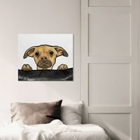 Wynwood Studio životinje zidne umjetničke platnene otiske 'pas iza sofe' psi i štenad - smeđa, crno