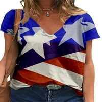 Noilla Women Tee v Neck majica američka zastava tiskana majica dame Boemske ljetne vrhove kratkih rukava tunična