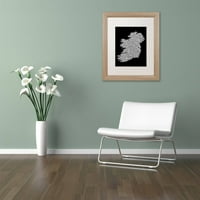 Zaštitni znak likovna umjetnost Irska eire gradska karta B&W Canvas Art by Michael Tompsett, White Matte, okvir