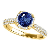 Zaručnički prstenovi za žene 1. Zaručnički prsten od safira i dijamanta prekrasnog dizajna od 4 zupca od 14k čvrstog