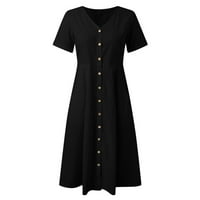 MIDI haljina Ljetna haljina Ženska pamučna haljina Ljetne haljine s džepovima Žene haljine crne haljine xl