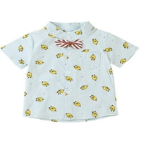 Kompleti odjeće za male dječake s uzorkom žute patke s kratkim rukavima i kratkim hlačama iz crtanog filma