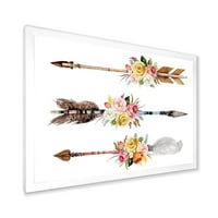 DesignArt 'Cvijeće i etničko perje na izvornim strelicama II' Boemijski i eklektični uokvireni umjetnički ispis