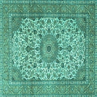 Tvrtka Alien strojno pere kvadratne perzijske tirkizno plave tradicionalne unutarnje prostirke, površine 5 stopa