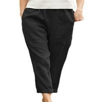 Glonme žene dno elastične hlače struka Ravne nogu hlače Ladies labave ležerne čvrste boje crna 5xl