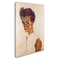 Zaštitni znak likovna umjetnost 'samoportret s prugastom košuljom' platno umjetnost Egona Schiele