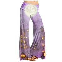 Ženske modne hlače s printom za Noć vještica, Ležerne lepršave hlače širokih nogavica
