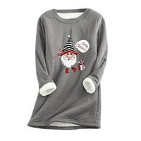Zimska majica s okruglim vratom za žene božićne zabavne udobne majice dugih rukava modna praznična majica za putovanja