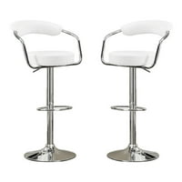 Barska stolica s okruglim sjedalom i plinskim dizalom u bijeloj i srebrnoj boji u kompletu od 2