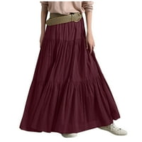Ženske suknje u boji, jednobojna proljetna ležerna Maksi haljina s volanima, jednostavna suknja, retro Nabrane