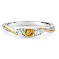Dragulj Kraljevsko srebro i 10K žuto zlato, laboratorijski uzgojeni dijamant, ženski zaručnički prsten sa žutim