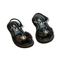 Cipele za princeze za djevojčice ljetne ravne sandale s remenom za gležanj haljina s mašnom biserne sandale za