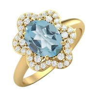 8x ovalni plavi topaz 10K zlatni zaručnički prsten ženski prsten