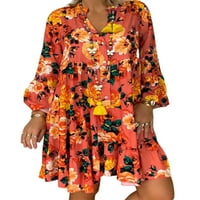 Labavi rukav mini print cvjetni ljetni žene haljina
