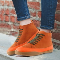 Boots Boots Ladies Retro Fashion ColorBlock kože okrugli nožni prst čipka ravne casual kratke čizme