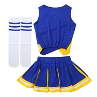 Inhzoy Kids Girls Cheer Outfing Outfing Cheerleading Uniform Tank Top Pleaded Skirt čarape set