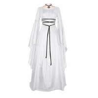 Renesansna haljina za žene, gotičke haljine, vintage haljine Na vezanje, bijela-mala