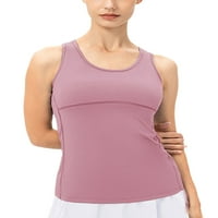 Ženski joga gornji dio, jednobojne sportske majice s okruglim vratom, majice za vježbanje, prozračna sportska