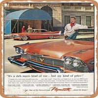 Metalni znak - Plymouth Belvedere na vratima Vintage Ad - Vintage Rusty Look
