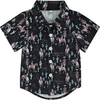 Odjeća za dječake zapadnog stila s kravljim printom košulja na kopčanje casual kaubojska majica kratkih rukava