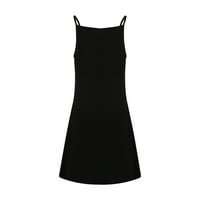 Ženske haljine jednobojna Mini haljina s naramenicama ležerna ljetna haljina Bez rukava crna 2 inča