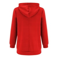 Ženske dukserice labava čvrsta boja džepni džepni patentni zatvarač s dugim rukavima kapuljača kaputa crveni m