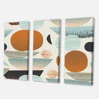 DesignArt 'retro oblici sa apstraktnim mjesecima i suncem i' Modern Canvas Wall Art Print