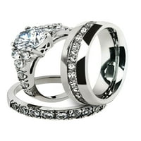 Njegov i njezin nehrđajući čelik 2. Vjenčani set i muški zaručnički prsten u ženskoj veličini, Muška Veličina