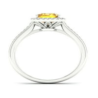 Imperial gemstone Bijelo zlato 10k smaragdno rezano citrin amb dijamant amb ženski prsten
