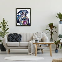 Stupell apstraktni pas Moderni portret kućnog ljubimca životinje i insekti Slikarstvo Sivi plovak uokvireni umjetnički