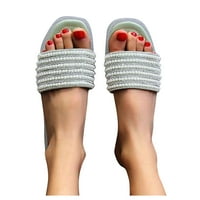 Ženske Ležerne papuče; novo ljeto; trendi šljokice s biserima; ravne sandale; Plus veličine; Menta zelena 8,5