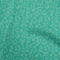 Tkanina u morskoj zelenoj boji s razgovornim tiskom za šivanje, zanatska Tkanina s otiskom širine dvorišta