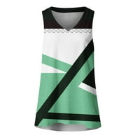 Usmixi ljetni tenk vrhovi u boji Blok V-izreza majice bez rukava za žene modni labavi fit prozračni trening bluze